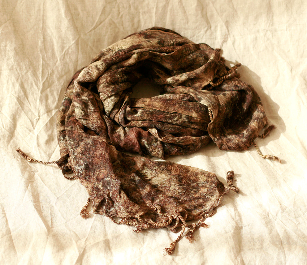 TUBAN Handwoven Cotton Scarf in Earth Brown