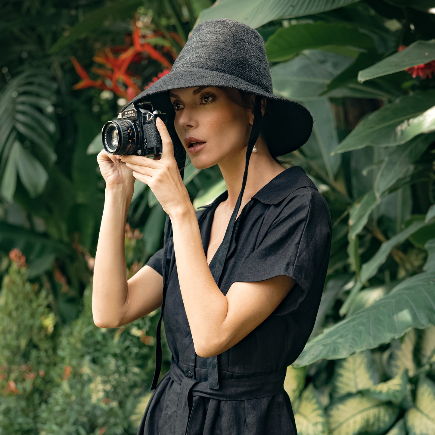 CARA Black Jute Straw Hat