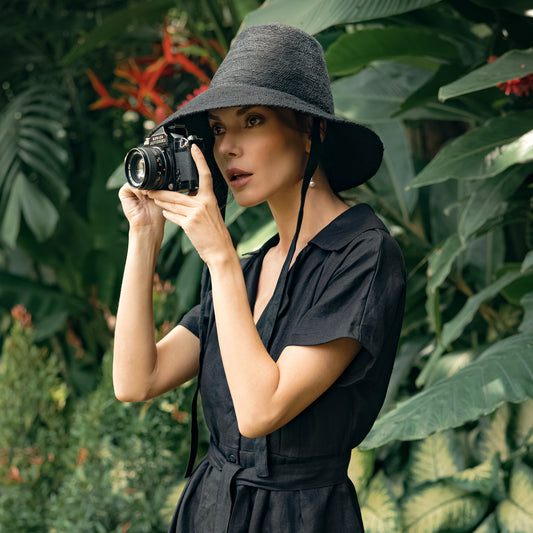 CARA Black Jute Straw Hat