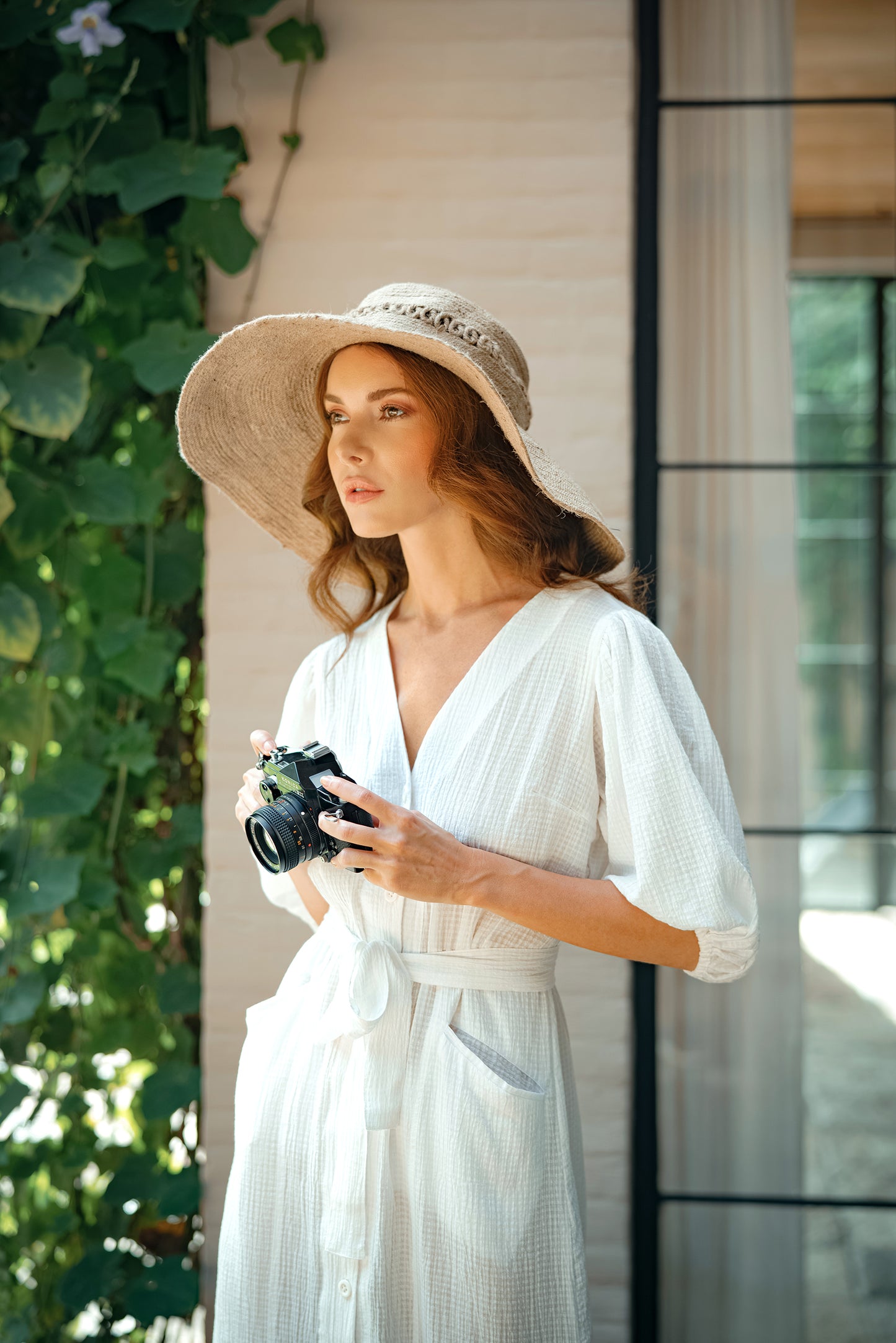 Clara Off-White Cotton Midi Dress