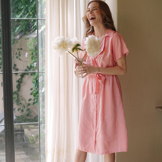 Lunelle Safari Salmon Pink Linen Dress
