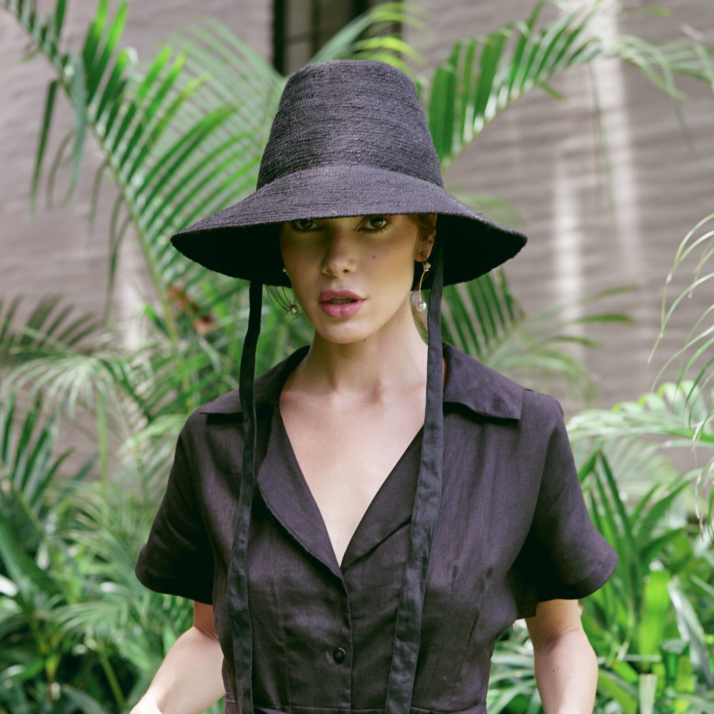 CARA Black Jute Straw Hat