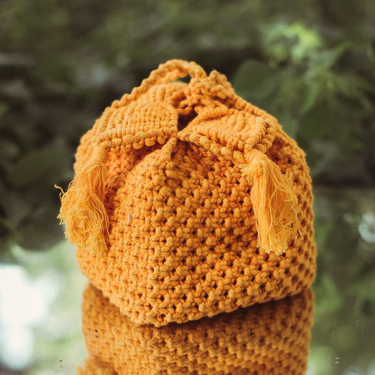 BLOSSOM Macrame Box Bag, Tangerina