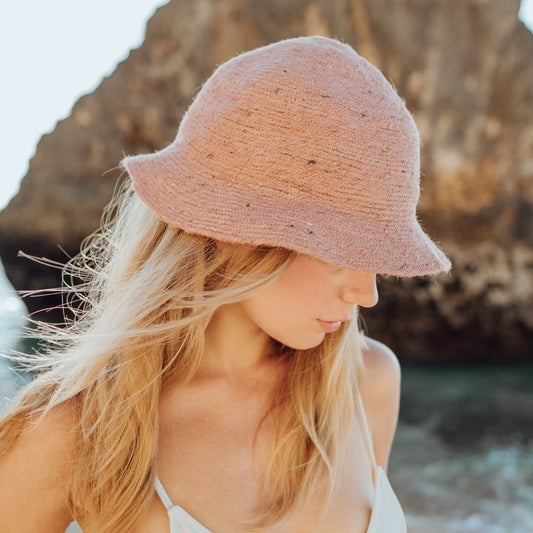 LYRA Textured Safari Hat, Rose Dust