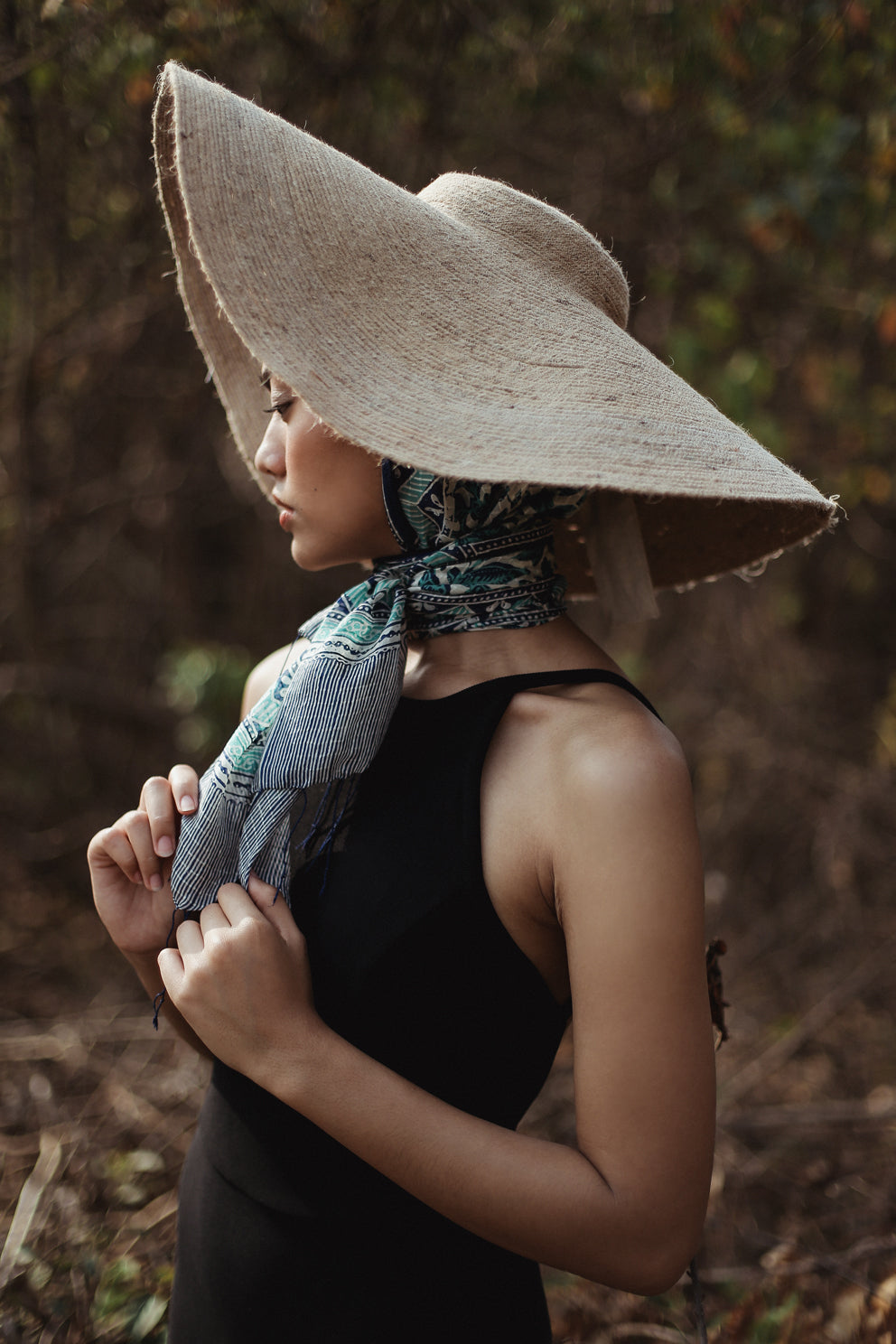 TIRTA Silk Scarf in Teal Indigo
