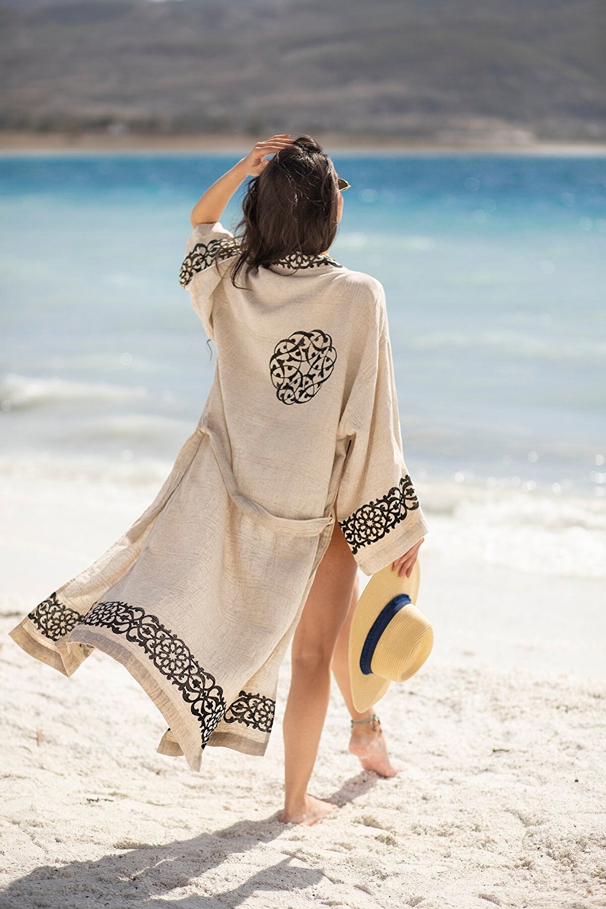 Heritage Beige Linen-Cotton Kimono